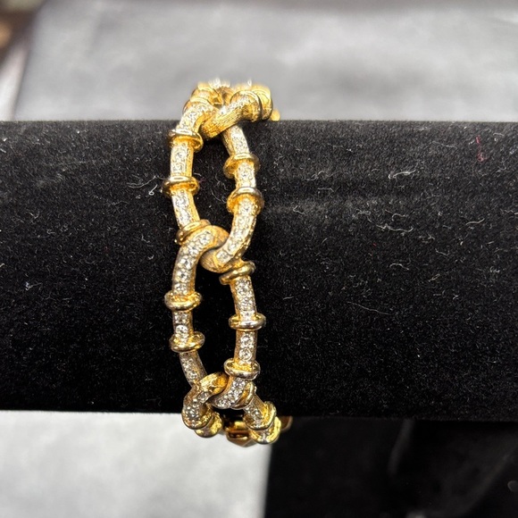 Kenneth Jay Lane Gold and Silver Bamboo Bracelet - Picture 3 of 8